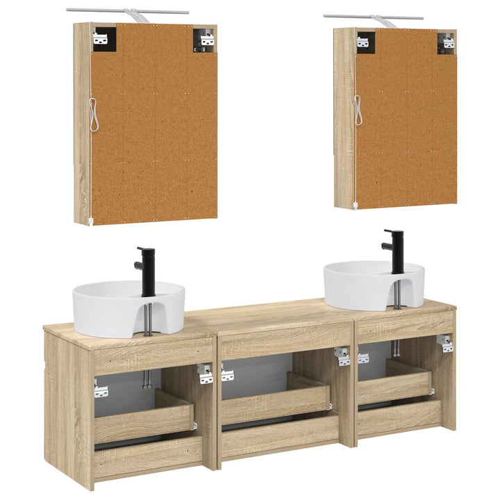 Badeværelsesskabsæt 5 pcs Sonoma-eg 50 x 14,5 x 70 cm