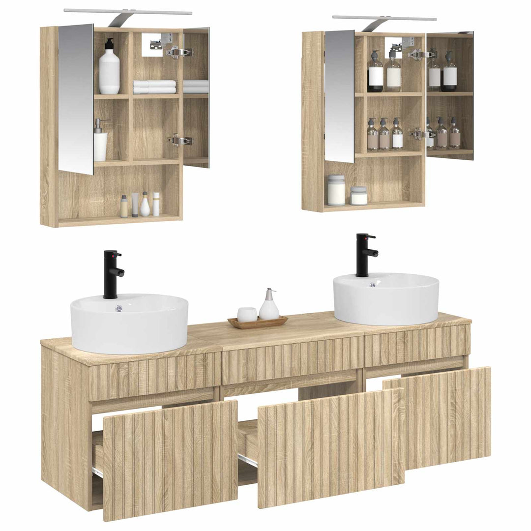 Badeværelsesskabsæt 5 pcs Sonoma-eg 50 x 14,5 x 70 cm