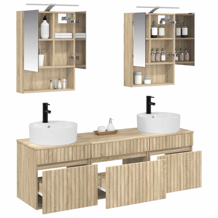 Badeværelsesskabsæt 5 pcs Sonoma-eg 50 x 14,5 x 70 cm