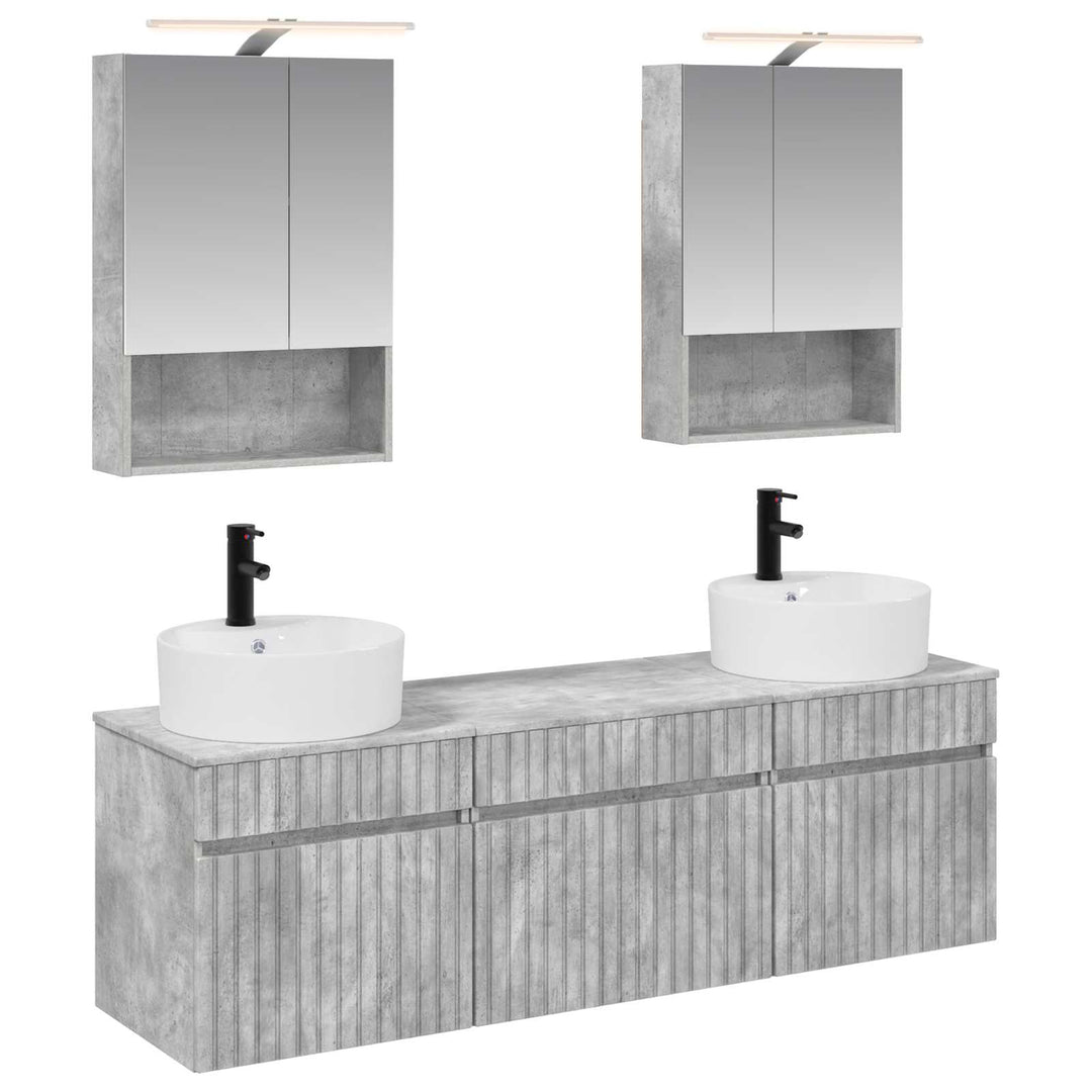 Badeværelsesskabsæt 5 pcs Betongrå 50 x 14,5 x 70 cm