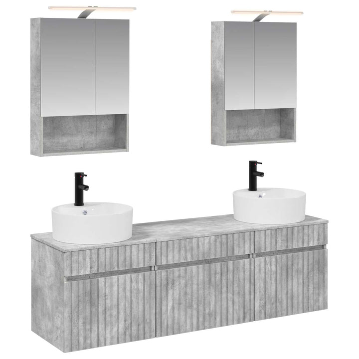 Badeværelsesskabsæt 5 pcs Betongrå 50 x 14,5 x 70 cm