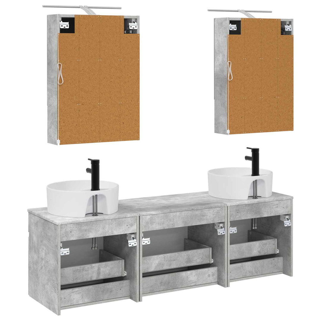 Badeværelsesskabsæt 5 pcs Betongrå 50 x 14,5 x 70 cm