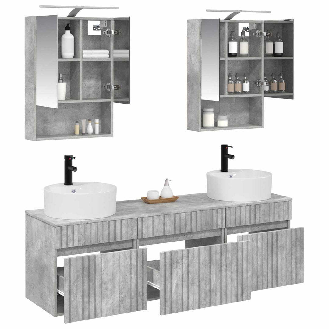 Badeværelsesskabsæt 5 pcs Betongrå 50 x 14,5 x 70 cm