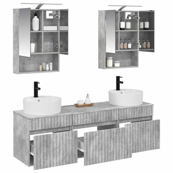 Badeværelsesskabsæt 5 pcs Betongrå 50 x 14,5 x 70 cm