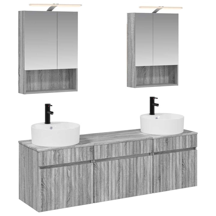 Badeværelsesskabsæt 5 pcs Grå Sonoma 50 x 14,5 x 70 cm