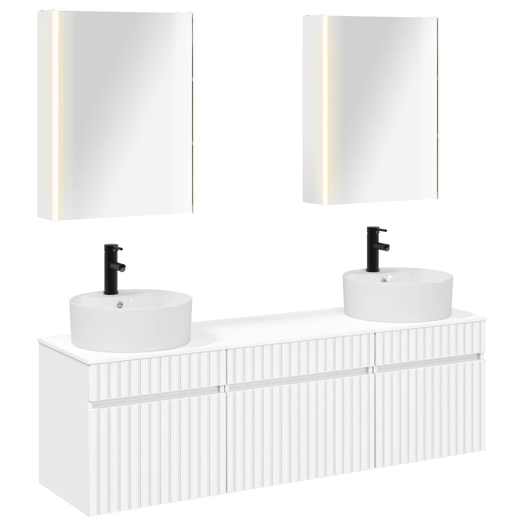Badeværelsesskabsæt 5 pcs Hvid 53 x 15,5 x 70 cm