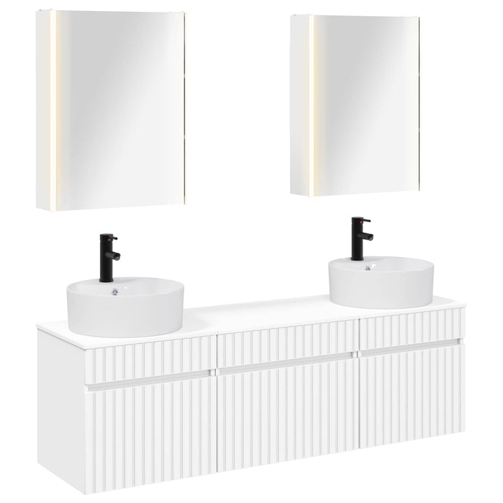 Badeværelsesskabsæt 5 pcs Hvid 53 x 15,5 x 70 cm