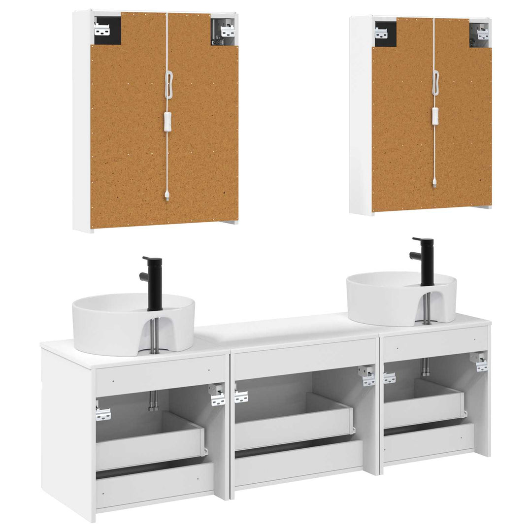 Badeværelsesskabsæt 5 pcs Hvid 53 x 15,5 x 70 cm
