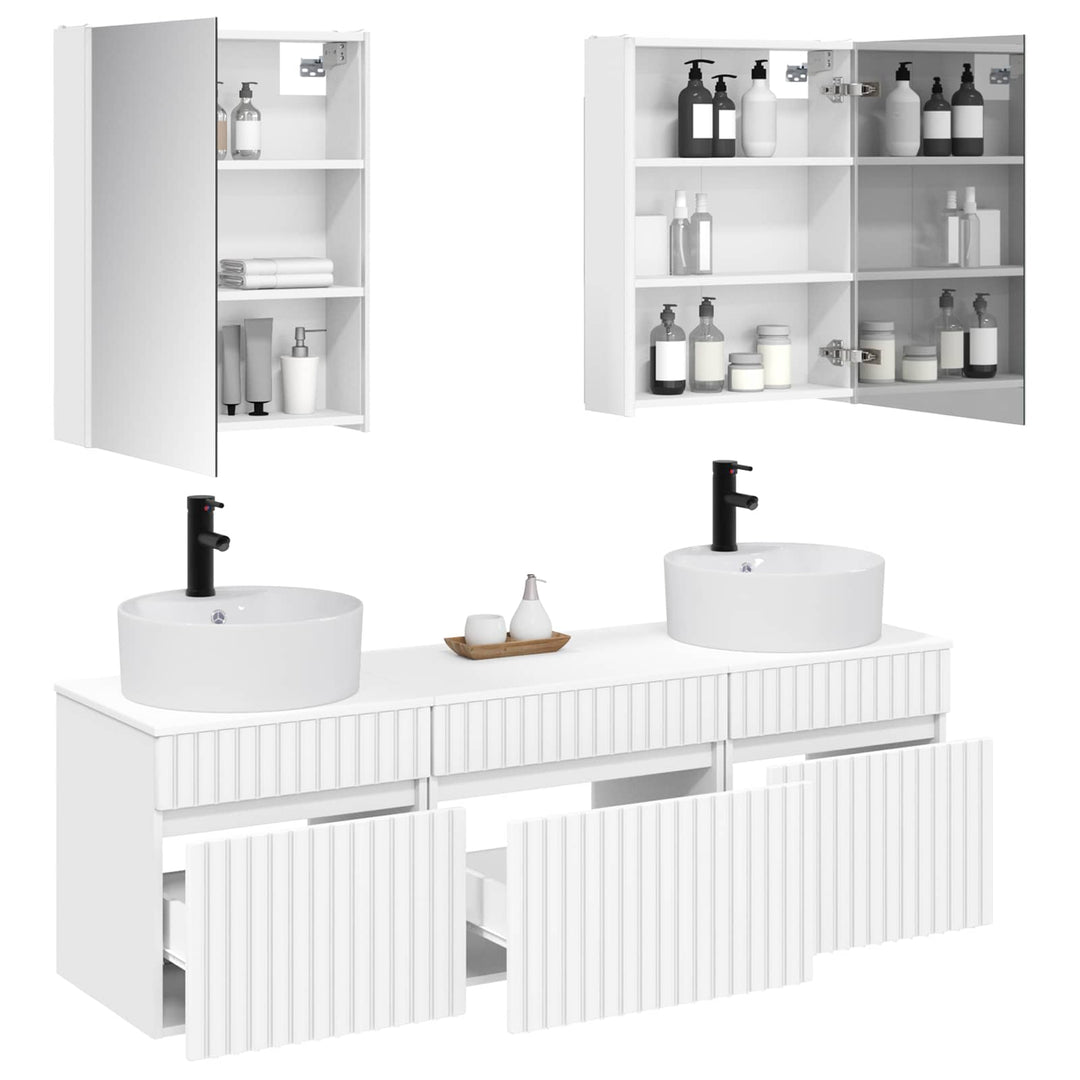 Badeværelsesskabsæt 5 pcs Hvid 53 x 15,5 x 70 cm