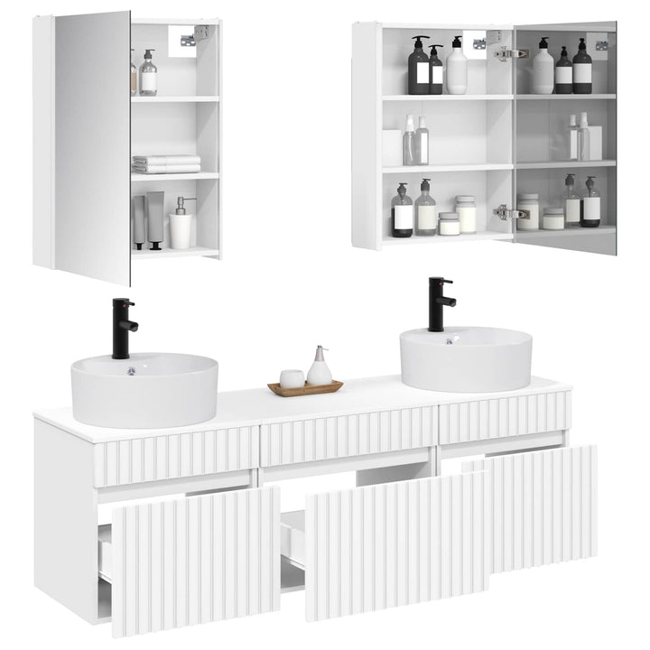 Badeværelsesskabsæt 5 pcs Hvid 53 x 15,5 x 70 cm