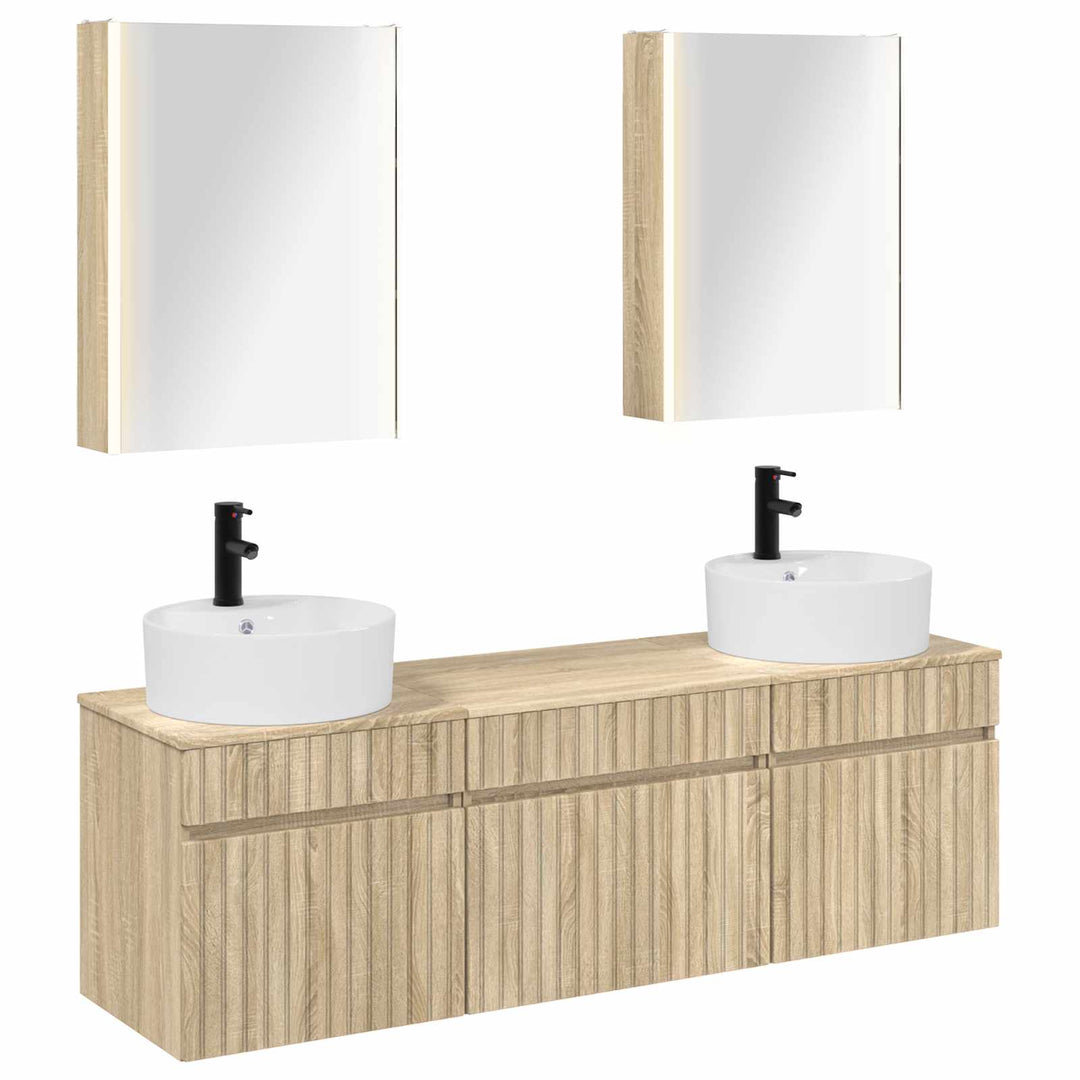 Badeværelsesskabsæt 5 pcs Sonoma-eg 53 x 15,5 x 70 cm