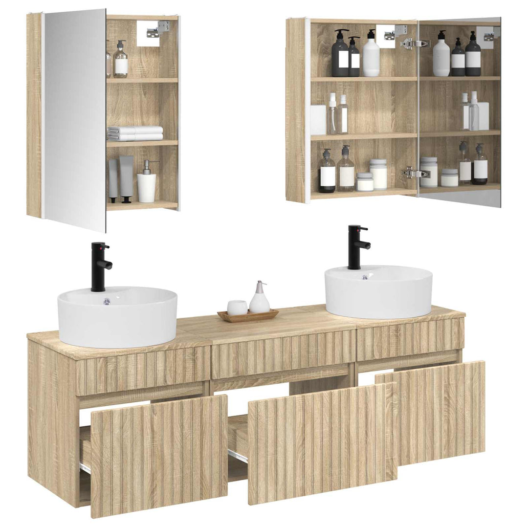 Badeværelsesskabsæt 5 pcs Sonoma-eg 53 x 15,5 x 70 cm