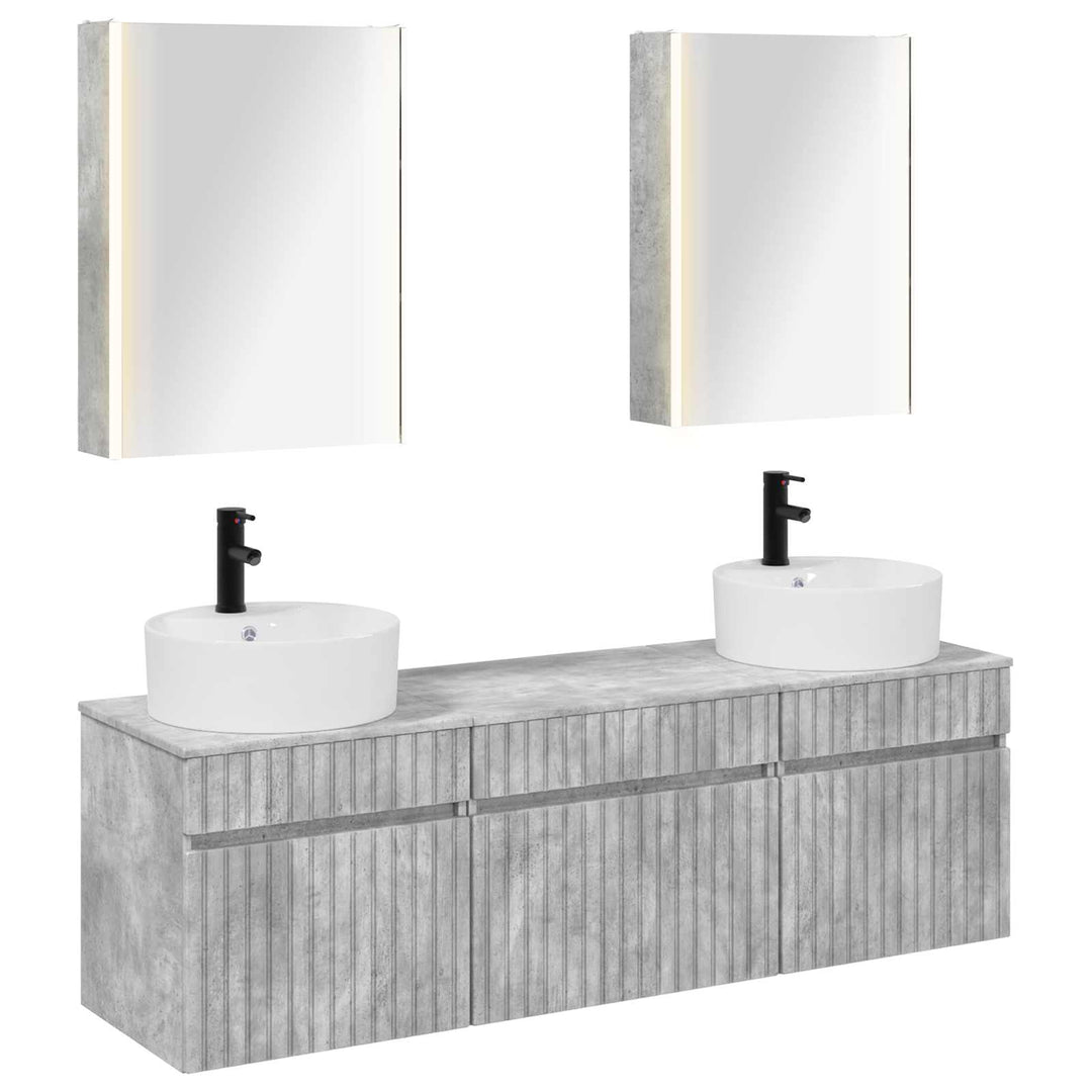 Badeværelsesskabsæt 5 pcs Betongrå 53 x 15,5 x 70 cm