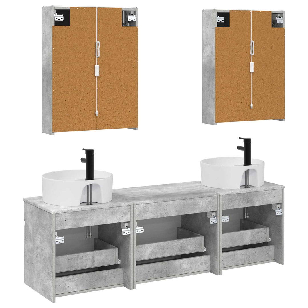 Badeværelsesskabsæt 5 pcs Betongrå 53 x 15,5 x 70 cm