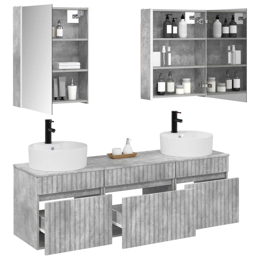 Badeværelsesskabsæt 5 pcs Betongrå 53 x 15,5 x 70 cm