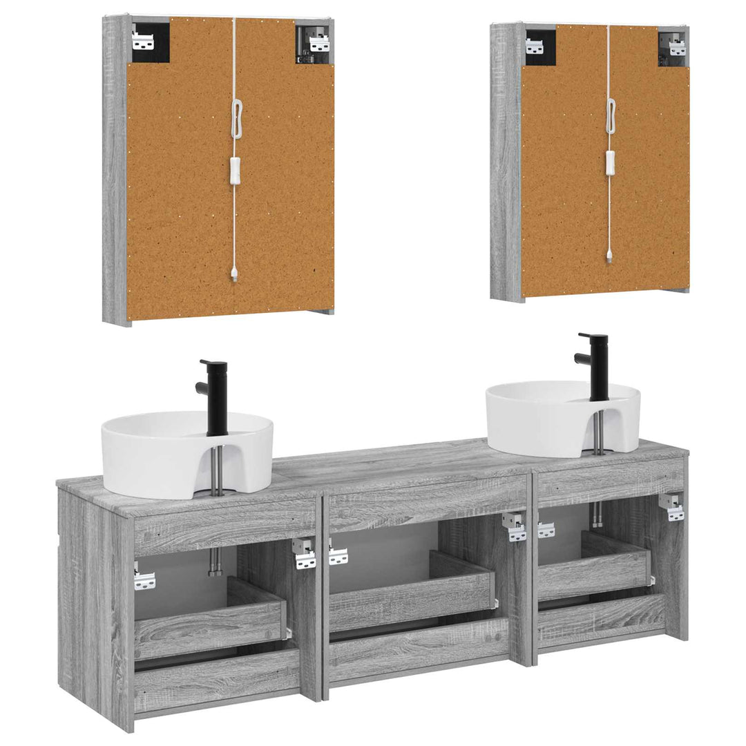 Badeværelsesskabsæt 5 pcs Grå Sonoma 53 x 15,5 x 70 cm