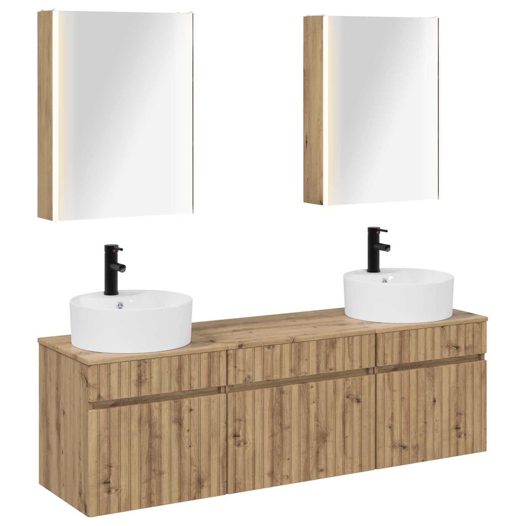 Badeværelsesskabsæt 5 pcs Artisan-eg 53 x 15,5 x 70 cm