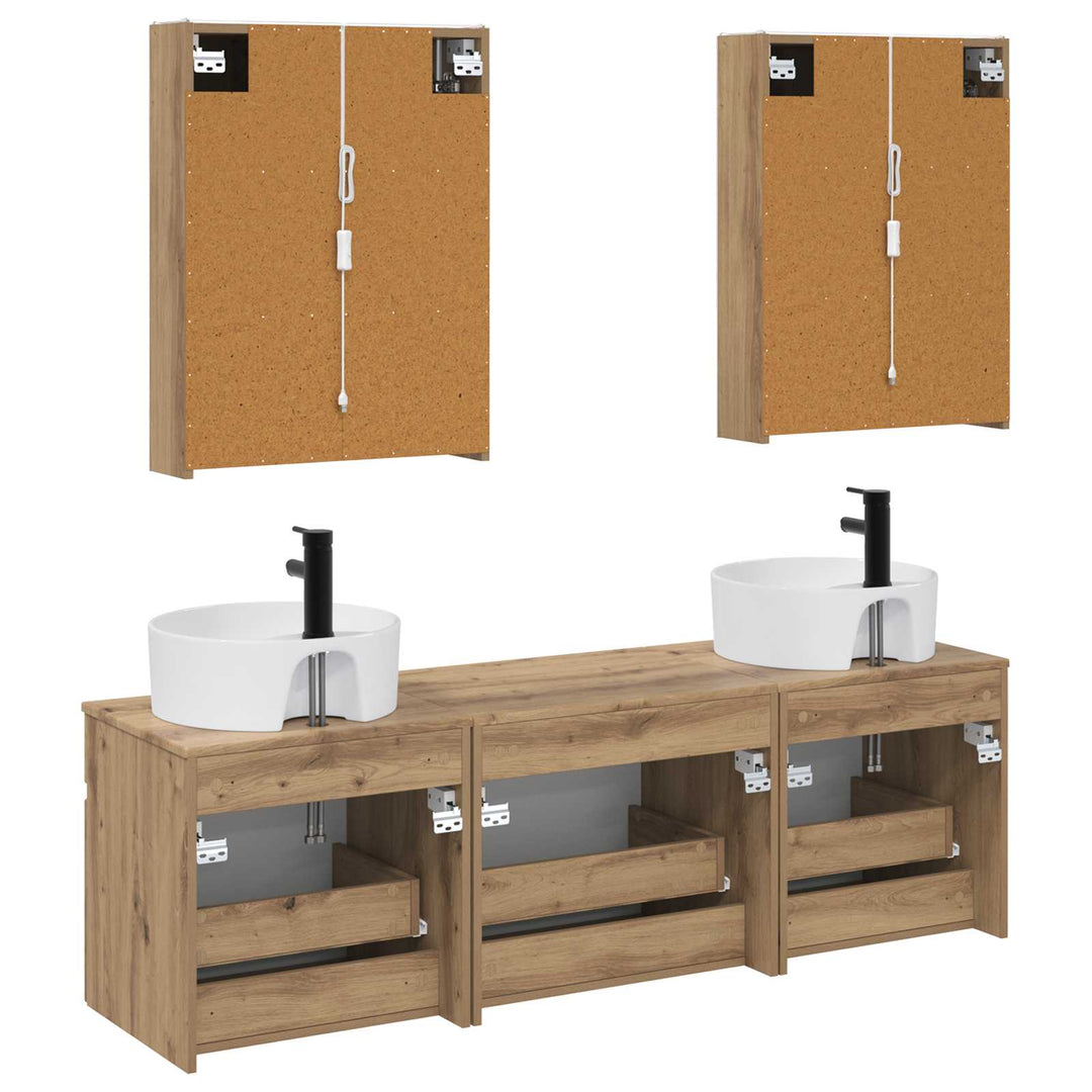Badeværelsesskabsæt 5 pcs Artisan-eg 53 x 15,5 x 70 cm