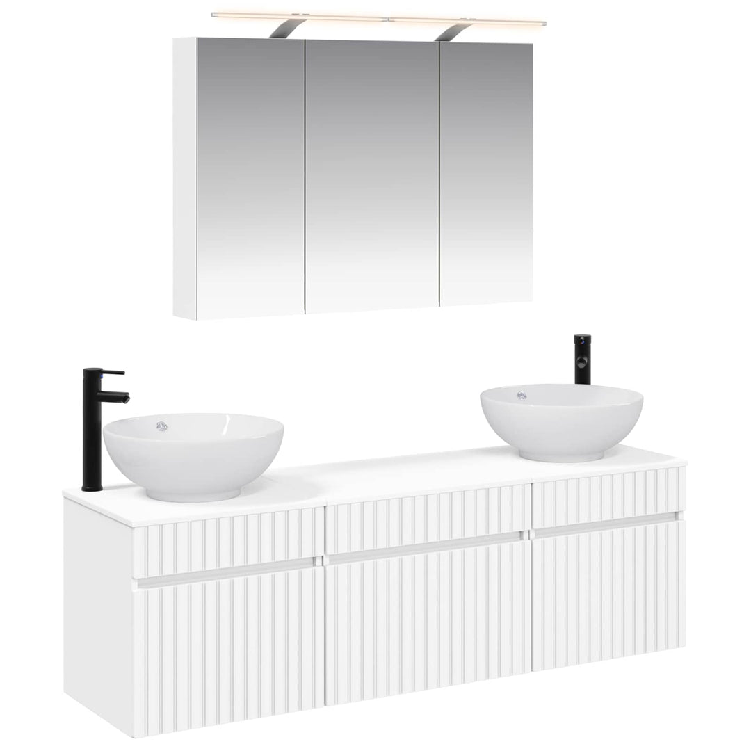 Badeværelsesskabsæt 4 pcs Hvid 100 x 14,5 x 70 cm