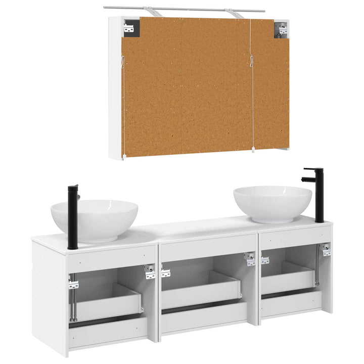 Badeværelsesskabsæt 4 pcs Hvid 100 x 14,5 x 70 cm