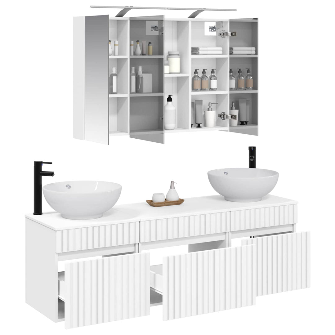 Badeværelsesskabsæt 4 pcs Hvid 100 x 14,5 x 70 cm