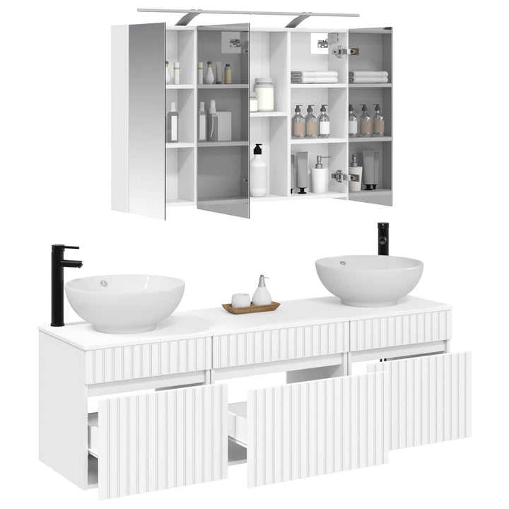 Badeværelsesskabsæt 4 pcs Hvid 100 x 14,5 x 70 cm