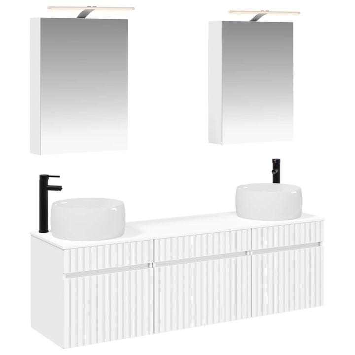 Badeværelsesskabsæt 5 pcs Hvid 50 x 14,5 x 70 cm