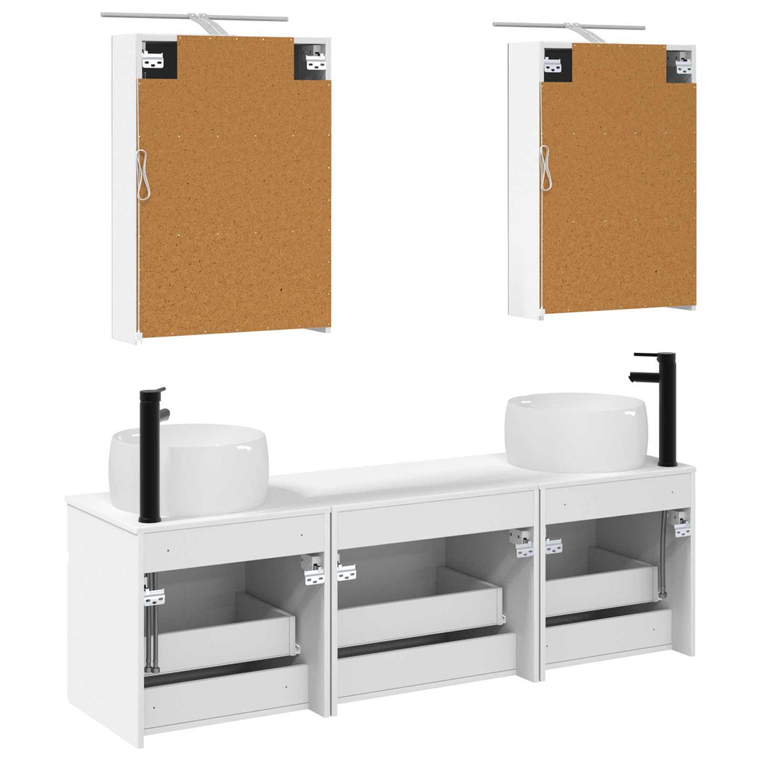 Badeværelsesskabsæt 5 pcs Hvid 50 x 14,5 x 70 cm