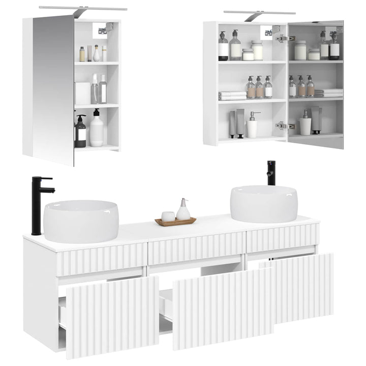 Badeværelsesskabsæt 5 pcs Hvid 50 x 14,5 x 70 cm
