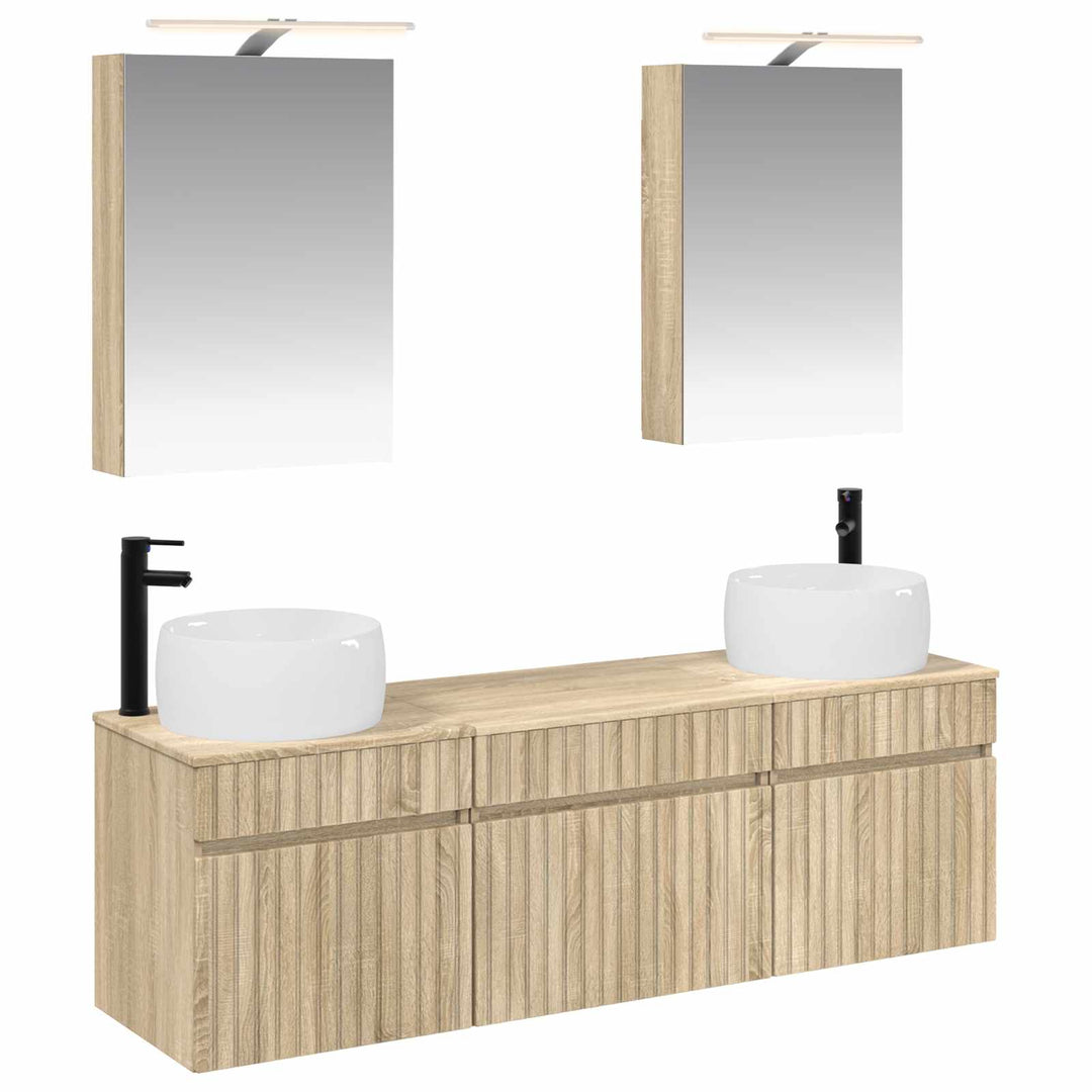 Badeværelsesskabsæt 5 pcs Sonoma-eg 50 x 14,5 x 70 cm