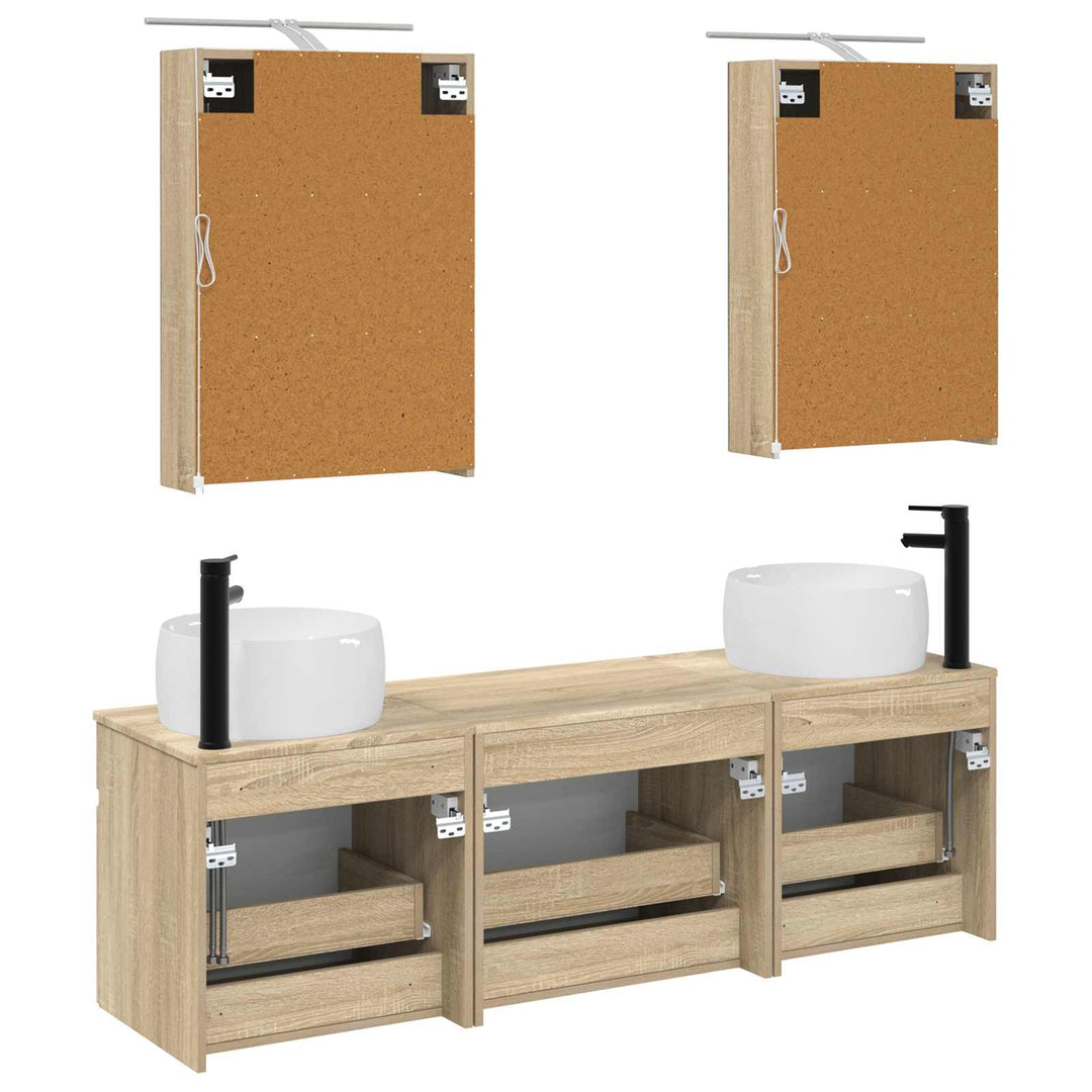 Badeværelsesskabsæt 5 pcs Sonoma-eg 50 x 14,5 x 70 cm