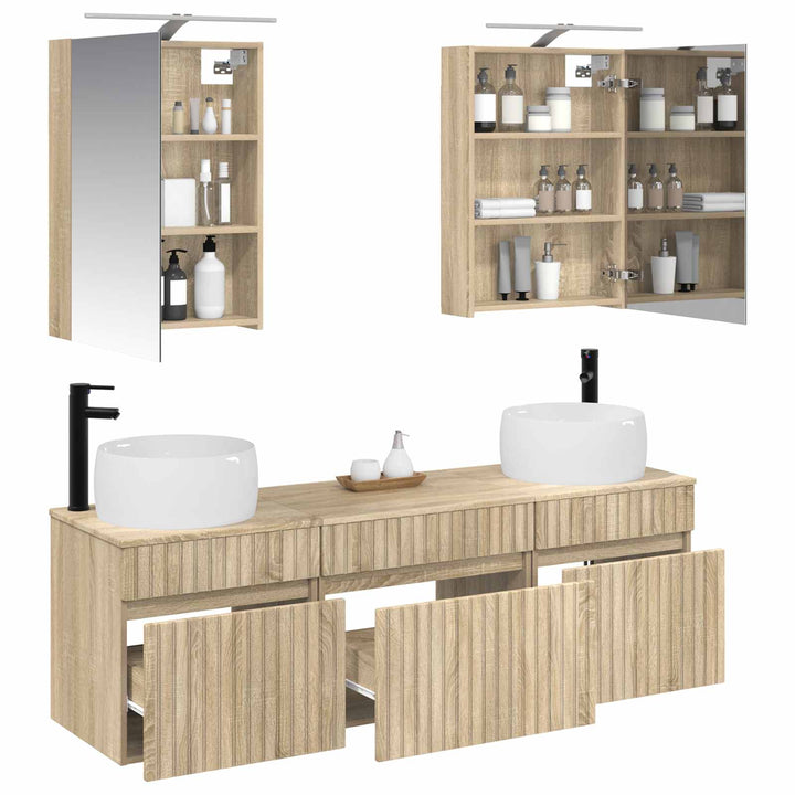 Badeværelsesskabsæt 5 pcs Sonoma-eg 50 x 14,5 x 70 cm