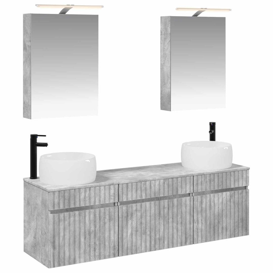 Badeværelsesskabsæt 5 pcs Betongrå 50 x 14,5 x 70 cm