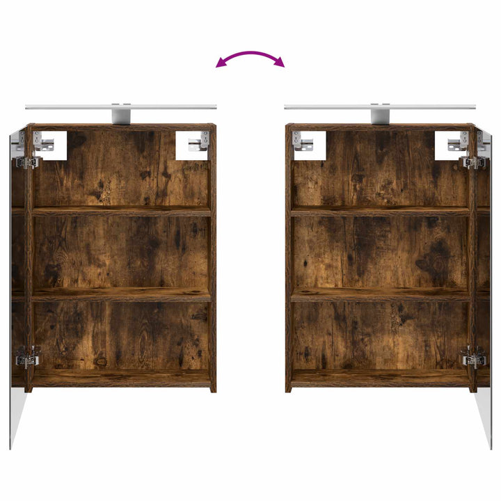 Badeværelsesskabsæt 5 pcs Røget eg 50 x 14,5 x 70 cm
