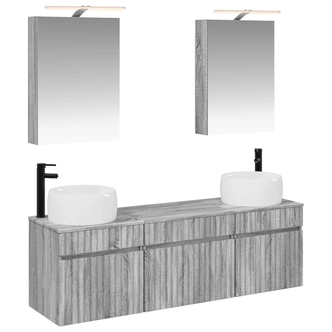 Badeværelsesskabsæt 5 pcs Grå Sonoma 50 x 14,5 x 70 cm