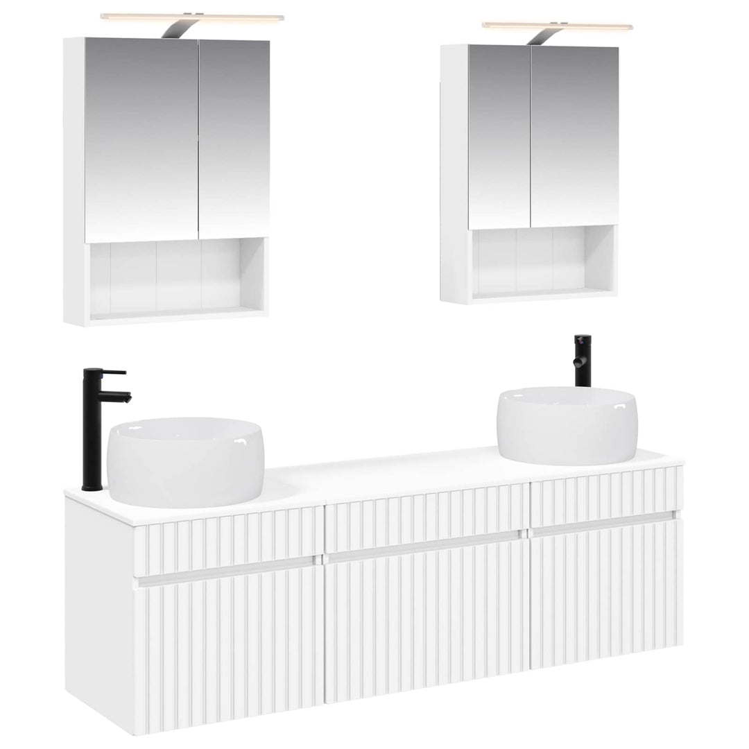 Badeværelsesskabsæt 5 pcs Hvid 50 x 14,5 x 70 cm