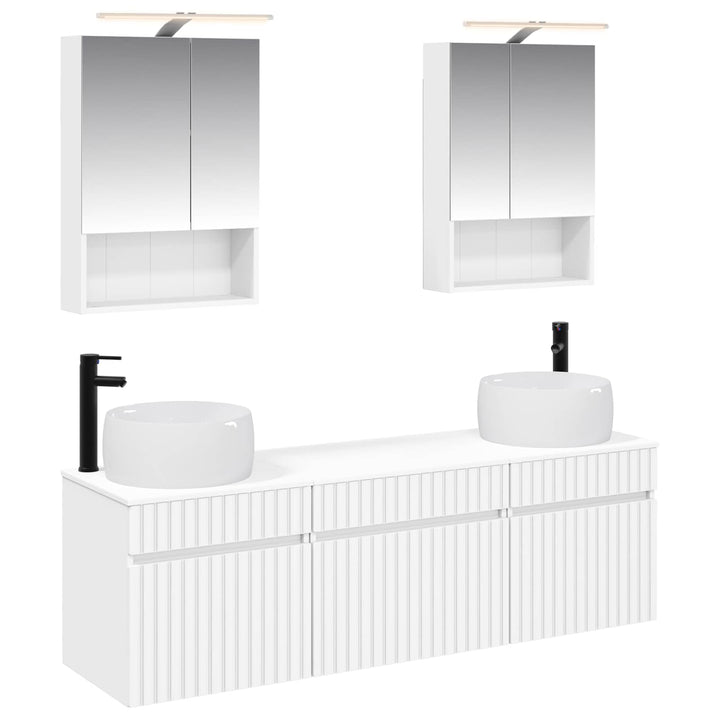 Badeværelsesskabsæt 5 pcs Hvid 50 x 14,5 x 70 cm