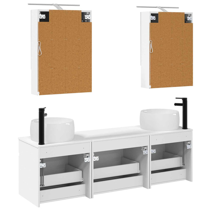 Badeværelsesskabsæt 5 pcs Hvid 50 x 14,5 x 70 cm