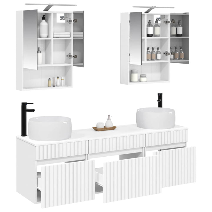 Badeværelsesskabsæt 5 pcs Hvid 50 x 14,5 x 70 cm