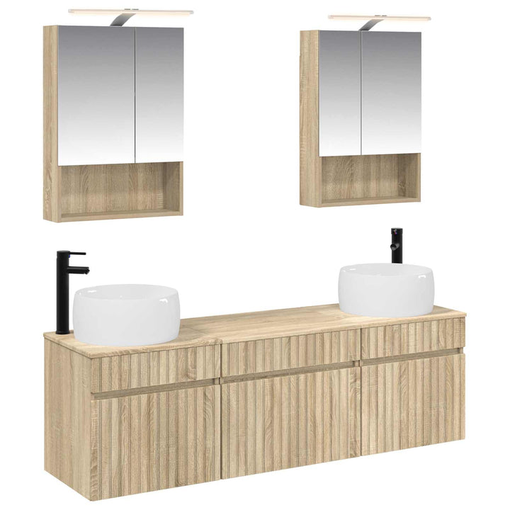 Badeværelsesskabsæt 5 pcs Sonoma-eg 50 x 14,5 x 70 cm