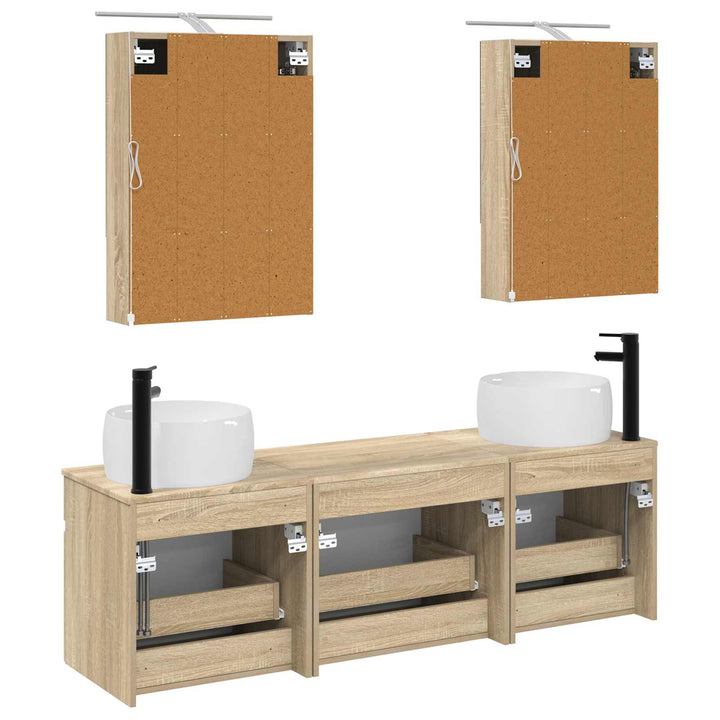 Badeværelsesskabsæt 5 pcs Sonoma-eg 50 x 14,5 x 70 cm