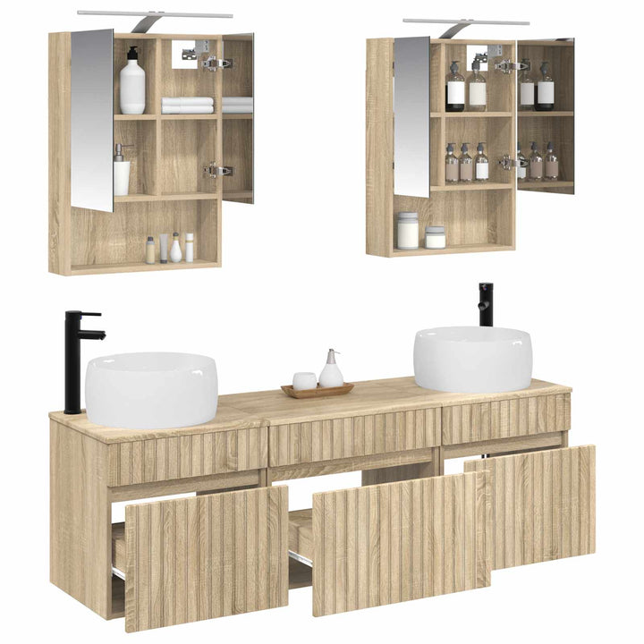 Badeværelsesskabsæt 5 pcs Sonoma-eg 50 x 14,5 x 70 cm