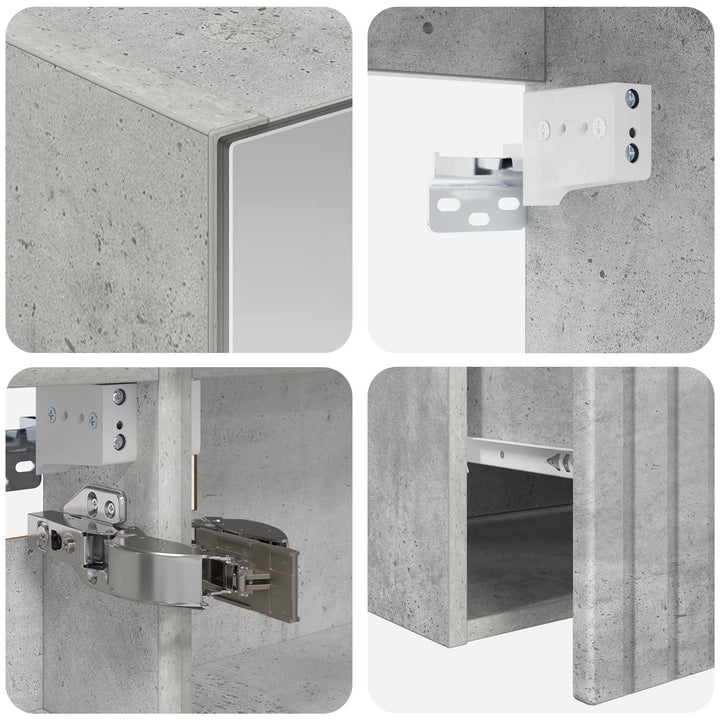 Badeværelsesskabsæt 5 pcs Betongrå 50 x 14,5 x 70 cm
