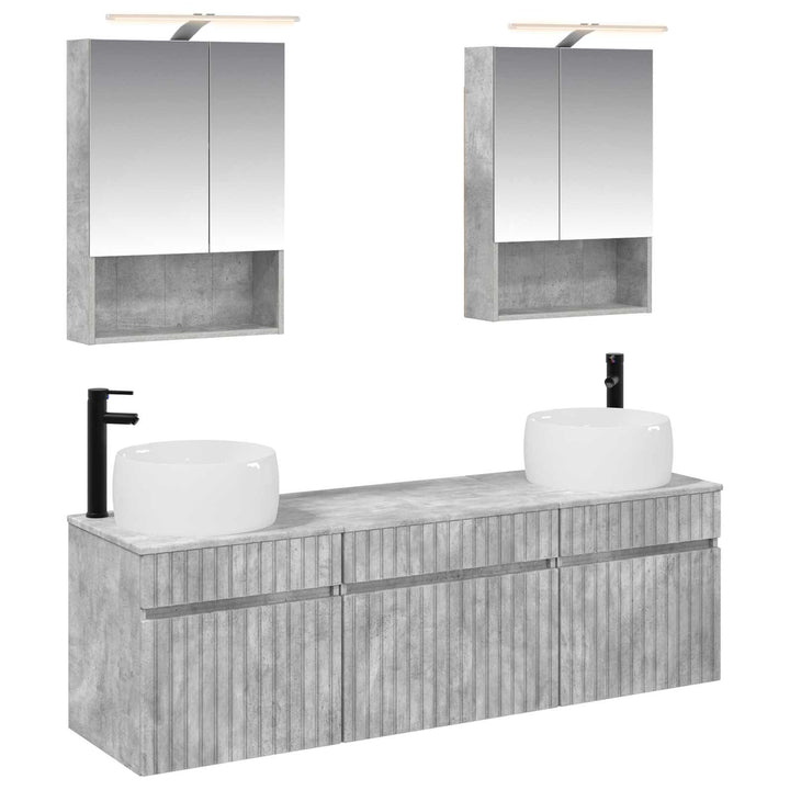 Badeværelsesskabsæt 5 pcs Betongrå 50 x 14,5 x 70 cm