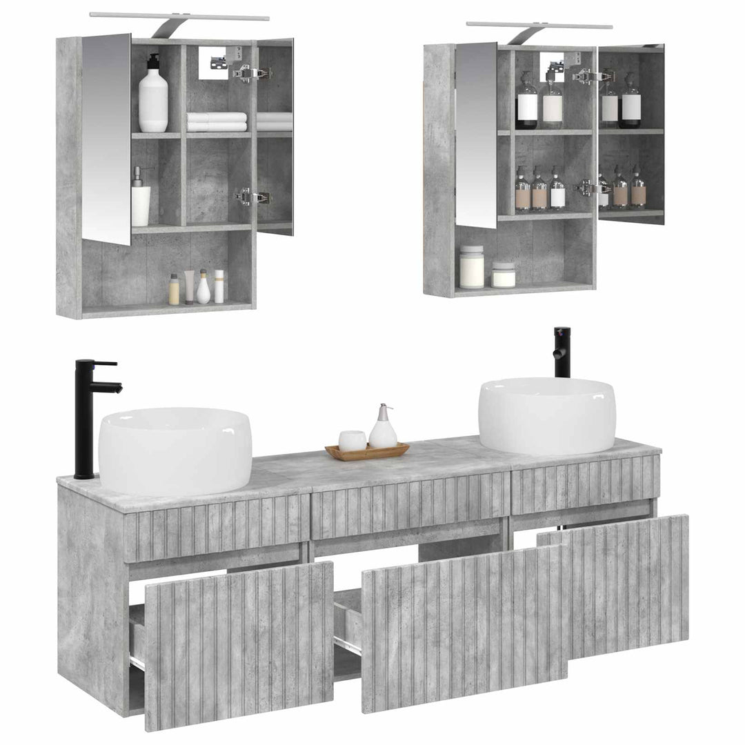 Badeværelsesskabsæt 5 pcs Betongrå 50 x 14,5 x 70 cm