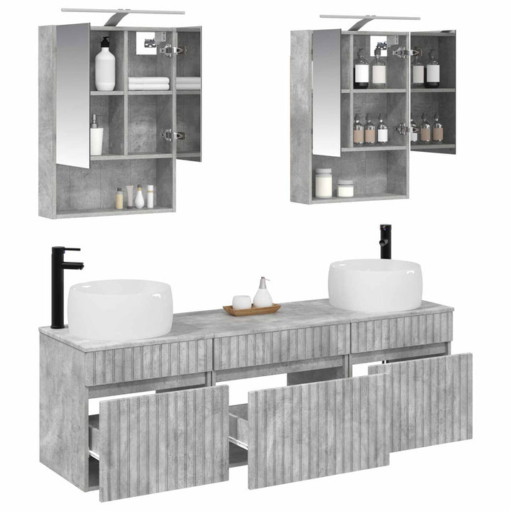 Badeværelsesskabsæt 5 pcs Betongrå 50 x 14,5 x 70 cm