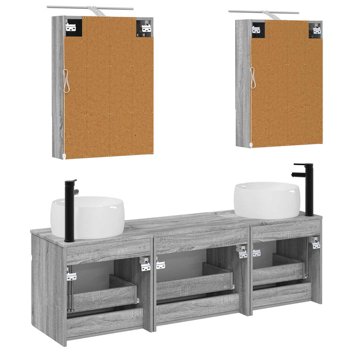 Badeværelsesskabsæt 5 pcs Grå Sonoma 50 x 14,5 x 70 cm