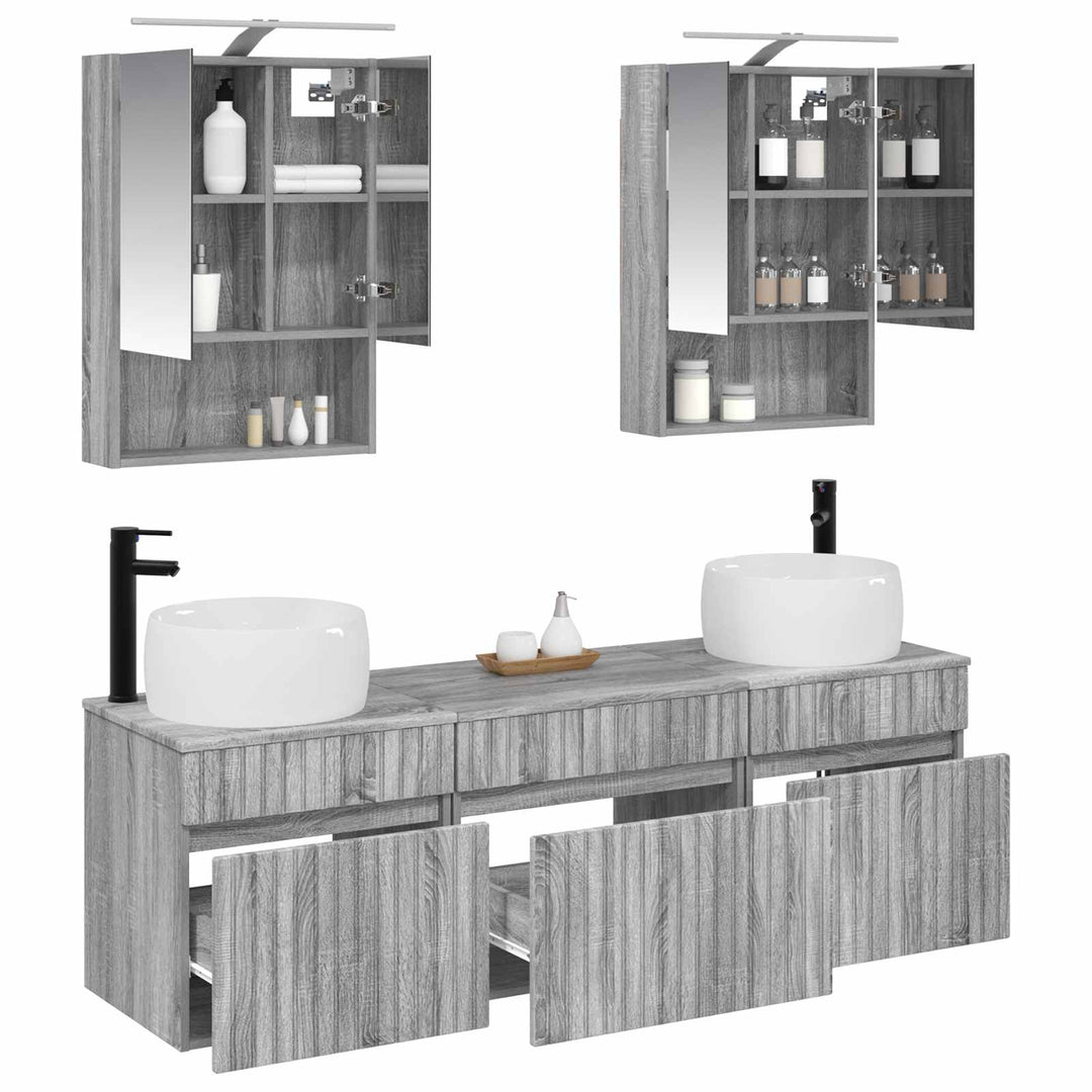 Badeværelsesskabsæt 5 pcs Grå Sonoma 50 x 14,5 x 70 cm