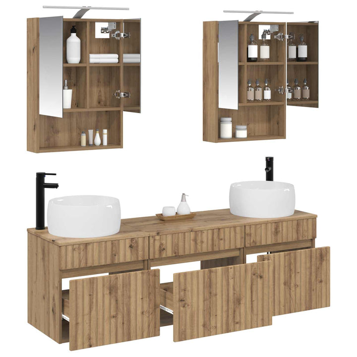 Badeværelsesskabsæt 5 pcs Artisan-eg 50 x 14,5 x 70 cm