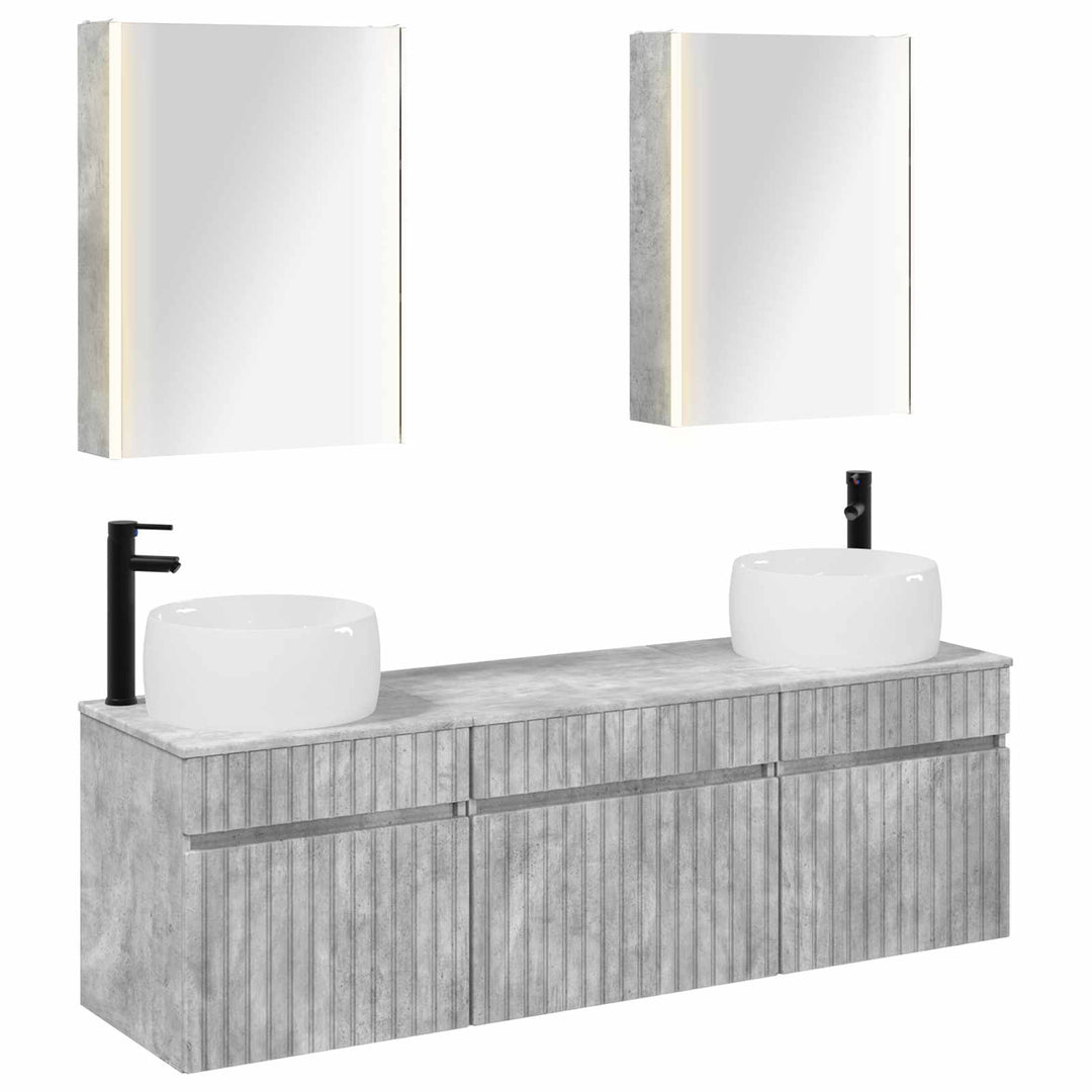 Badeværelsesskabsæt 5 pcs Betongrå 53 x 15,5 x 70 cm